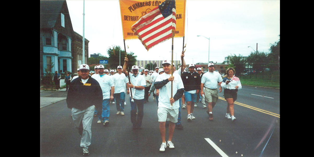 Parade with Plumbers Local 98